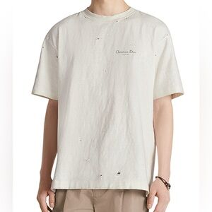 Dior White Short Sleeve Tee with Minimalist Design